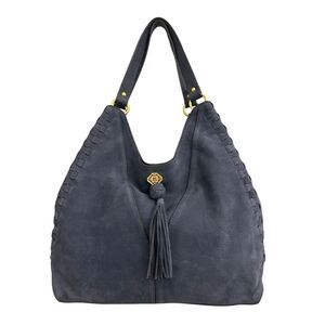 NWOT Nanette Lepore Santa Ana Leather Shoulder Bag Denim Blue Minimalist Quiet l